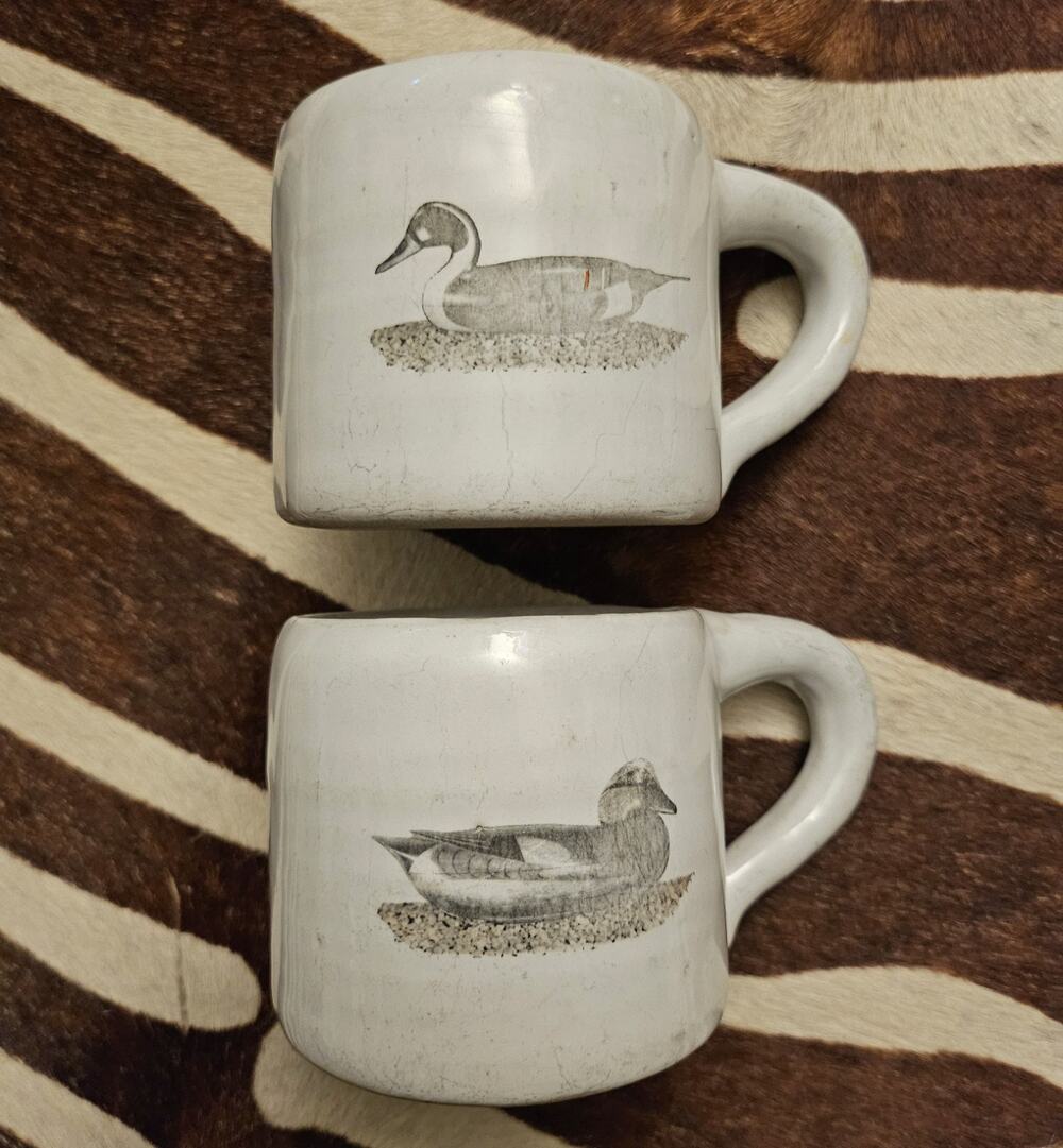 Vintage 1960s Bybee Pottery Kentucky Delano Studios Drake Pintail & Wideon Mug